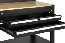 HBM werkbank 114 cm met 3 laden, kastenwand en achterwand, zwart