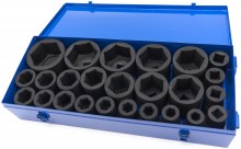 HBM krachtdoppenset zeskant 1 inch, 17 - 75 mm, 25-delig