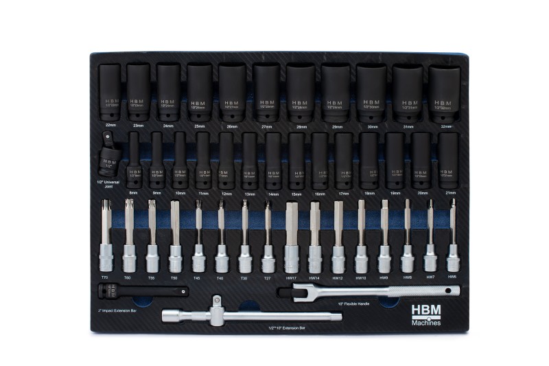 HBM inlay met krachtdoppenset, bitset 45-delig