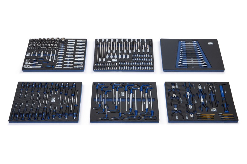 HBM inlays met gereedschapset 245-delig, voor gereedschapswagen, blauw