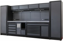 HBM modulair werkplaatssysteem extra diep, 14-delig, zwart/grijs