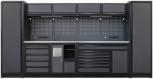HBM modulair werkplaatssysteem extra diep, 14-delig, zwart/grijs