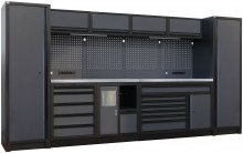 HBM modulair werkplaatssysteem extra diep, 14-delig, zwart/grijs
