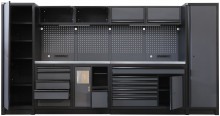 HBM modulair werkplaatssysteem extra diep, 14-delig, zwart/grijs
