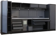 HBM modulair werkplaatssysteem extra diep, 14-delig, zwart/grijs