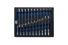HBM inlay met ringratelsteeksleutelset metrisch 22-delig HBM inlay met ringratelsteeksleutelset metrisch 22-delig