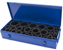 HBM krafttopnøglesæt, tolvkant, 1 inch, 17 - 75 mm, 25-delt.