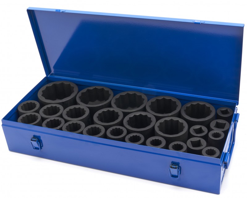 HBM Krachtdoppenset, twaalfkant, 1 inch, 17 - 75 mm, 25-delig