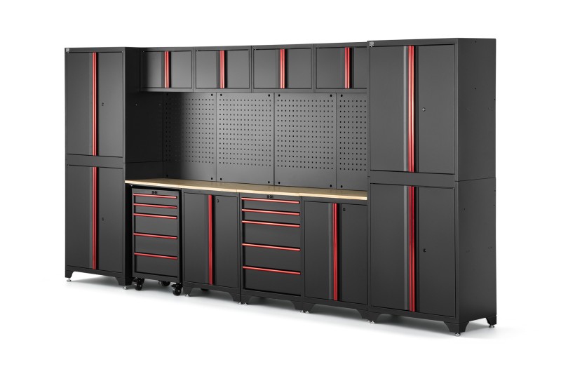 HBM modulair werkplaatssysteem 12-delig, zwart rood
