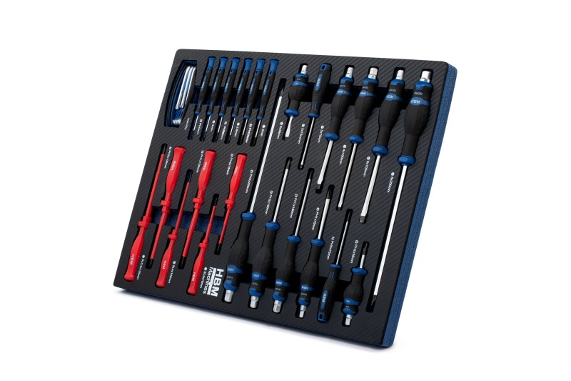 HBM inlays met gereedschapset 154-delig, voor gereedschapswagen, blauw