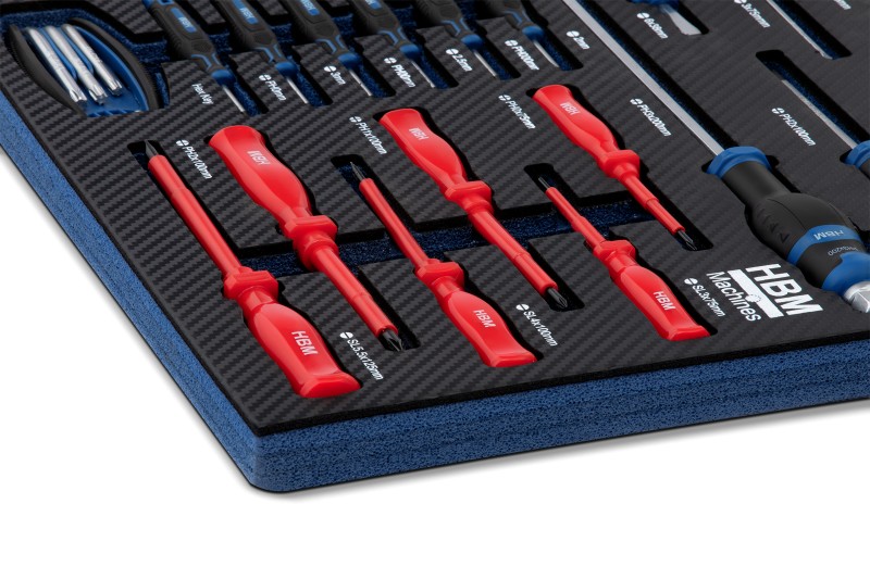 HBM inlays met gereedschapset 154-delig, voor gereedschapswagen, blauw
