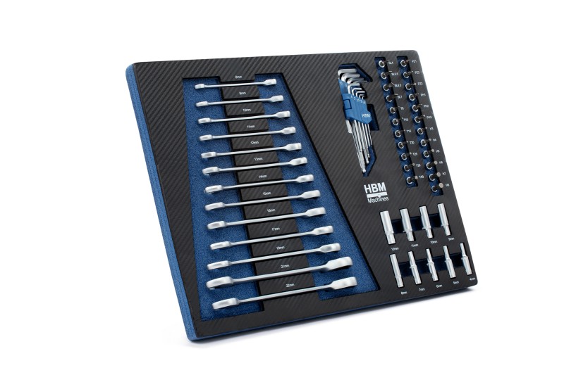 HBM inlays met gereedschapset 154-delig, voor gereedschapswagen, blauw