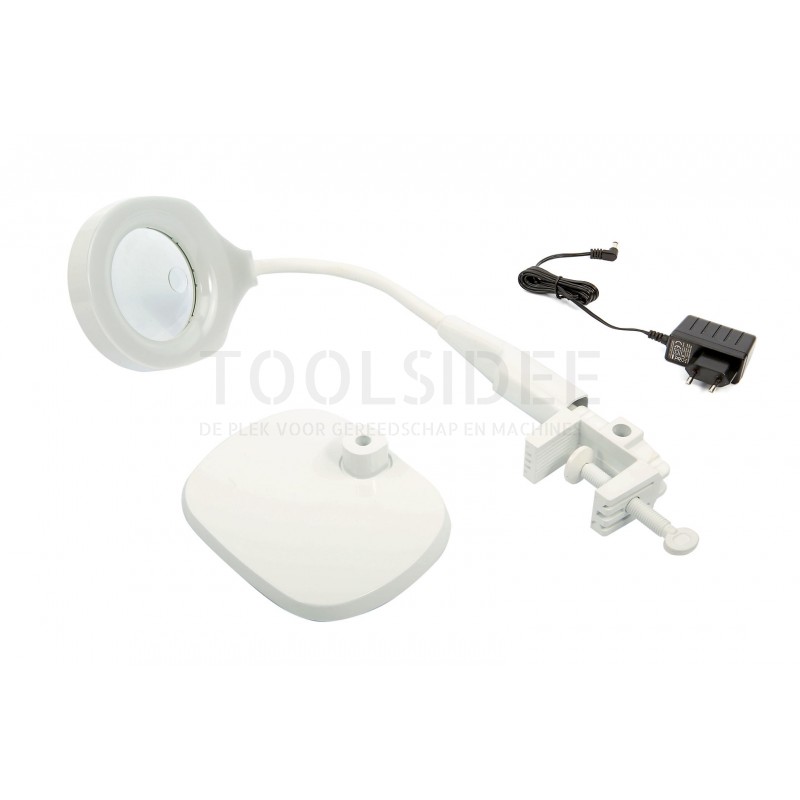 HBM 125 mm. led loupe lamp with base and table clamp