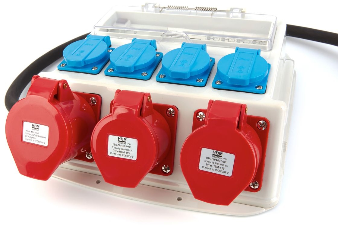 HBM 3 x 400 Volt og 4 x 230 Volt fordelingsblok - Jordstik.