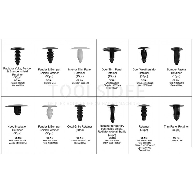 HBM 340-piece assortment of universal cover clips