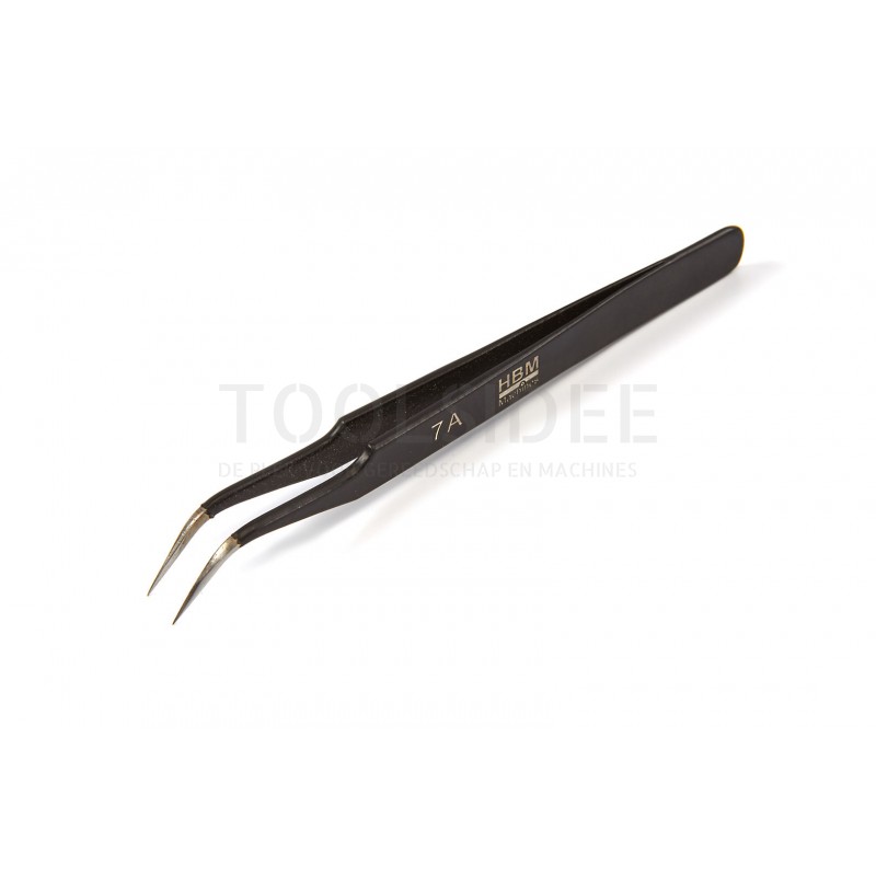 HBM professional anti magnetic stainless steel tweezers with curved jaw st-34