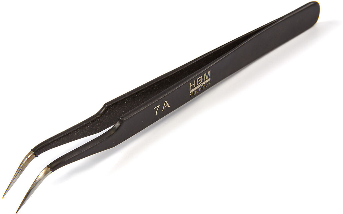 HBM professional anti magnetic stainless steel tweezers with curved jaw st-34