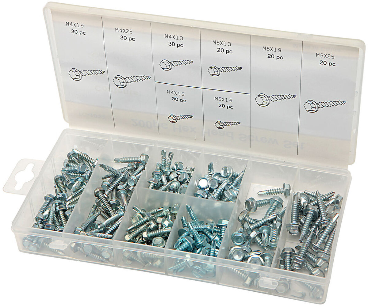 HBM 200-stykke selvdempende skruer sortiment