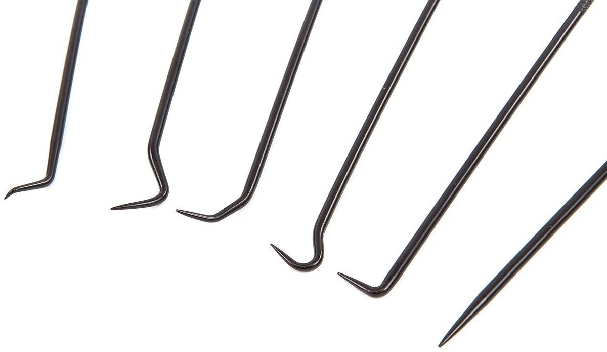 HBM 6-piece extra long pick and hook set 250 mm.