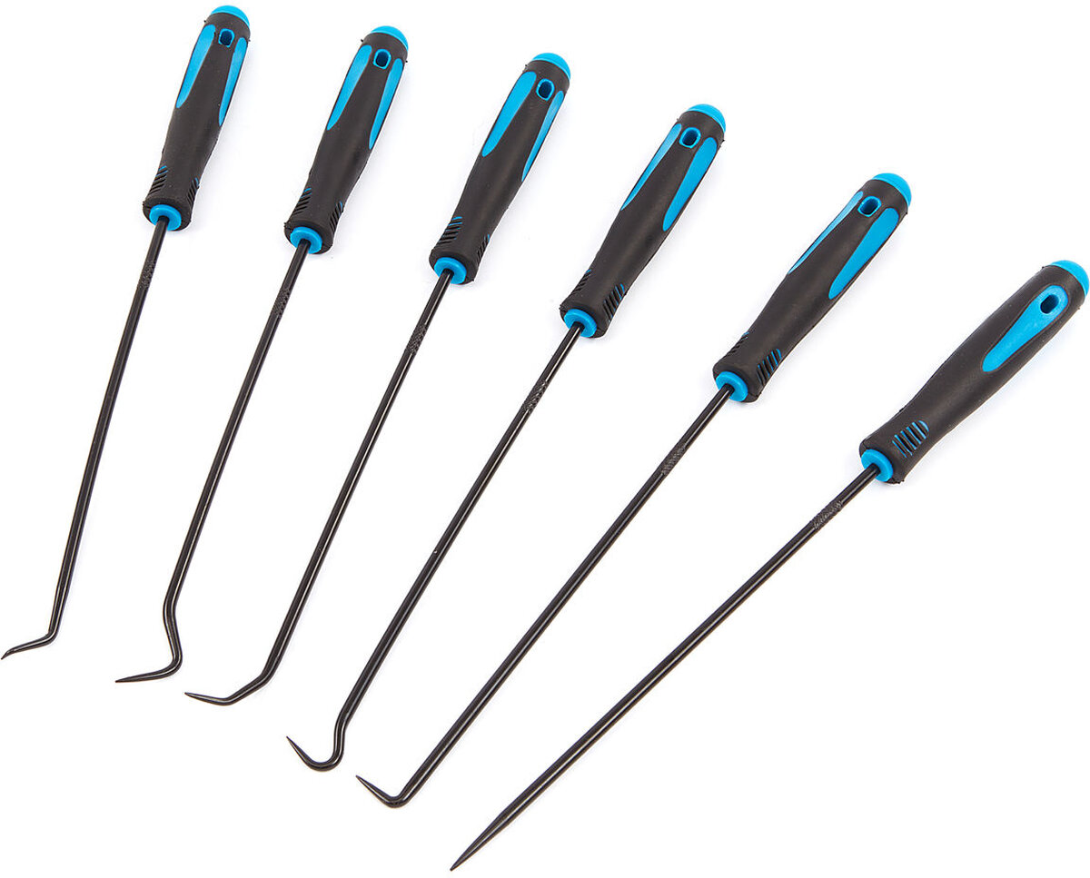 HBM 6-piece extra long pick and hook set 250 mm.