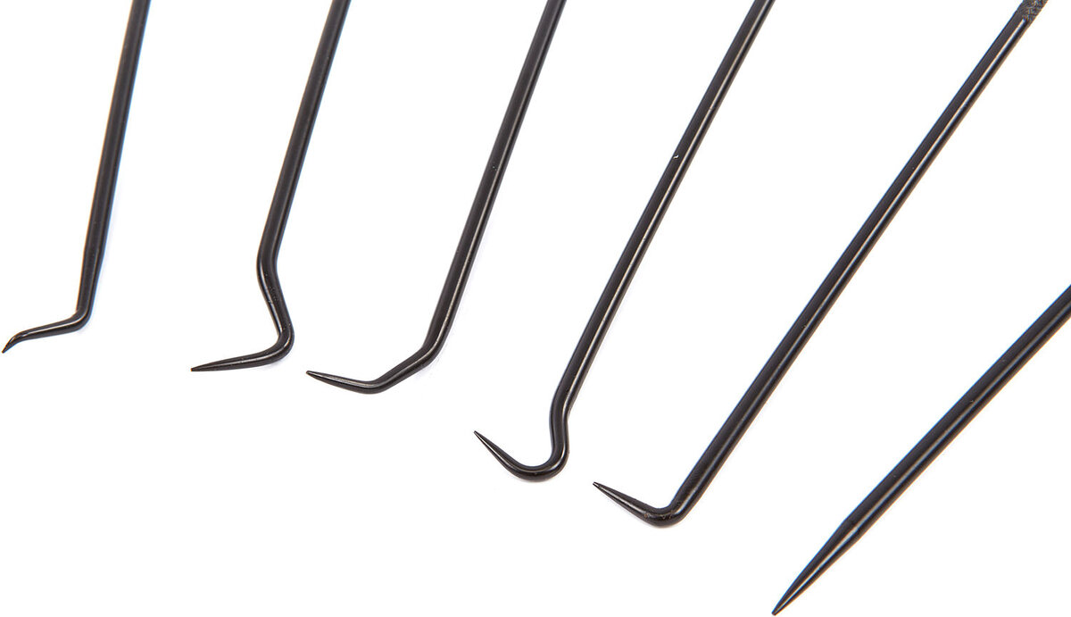 HBM 6-piece extra long pick and hook set 250 mm.