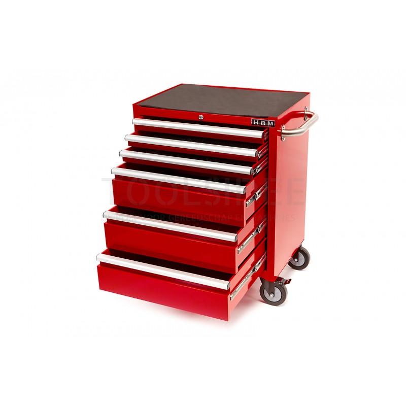 Hbm 6 lådor deluxe verktygsvagn röd