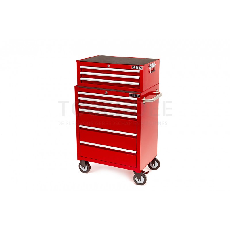 HBM 6 skuffer Deluxe Tool Trolley Red