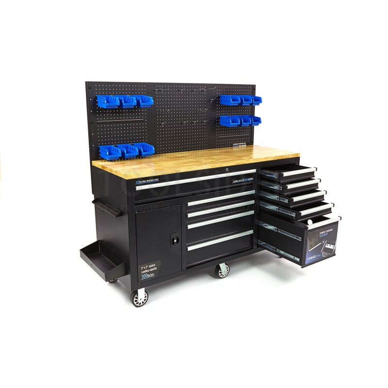 HBM 158 cm. 10-drawer workbench with door and rear wall