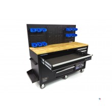  HBM 158 cm. 10 laatikkotyöpöytä ovella ja takaseinällä