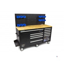  HBM 158 cm. 10 laatikkotyöpöytä ovella ja takaseinällä