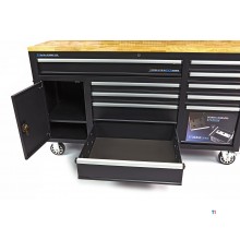  HBM 158 cm. 10 laatikkotyöpöytä ovella ja takaseinällä