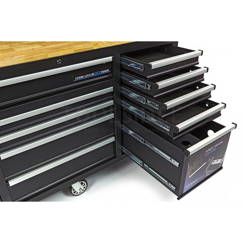 HBM 158 cm. 10-drawer workbench with door and rear wall