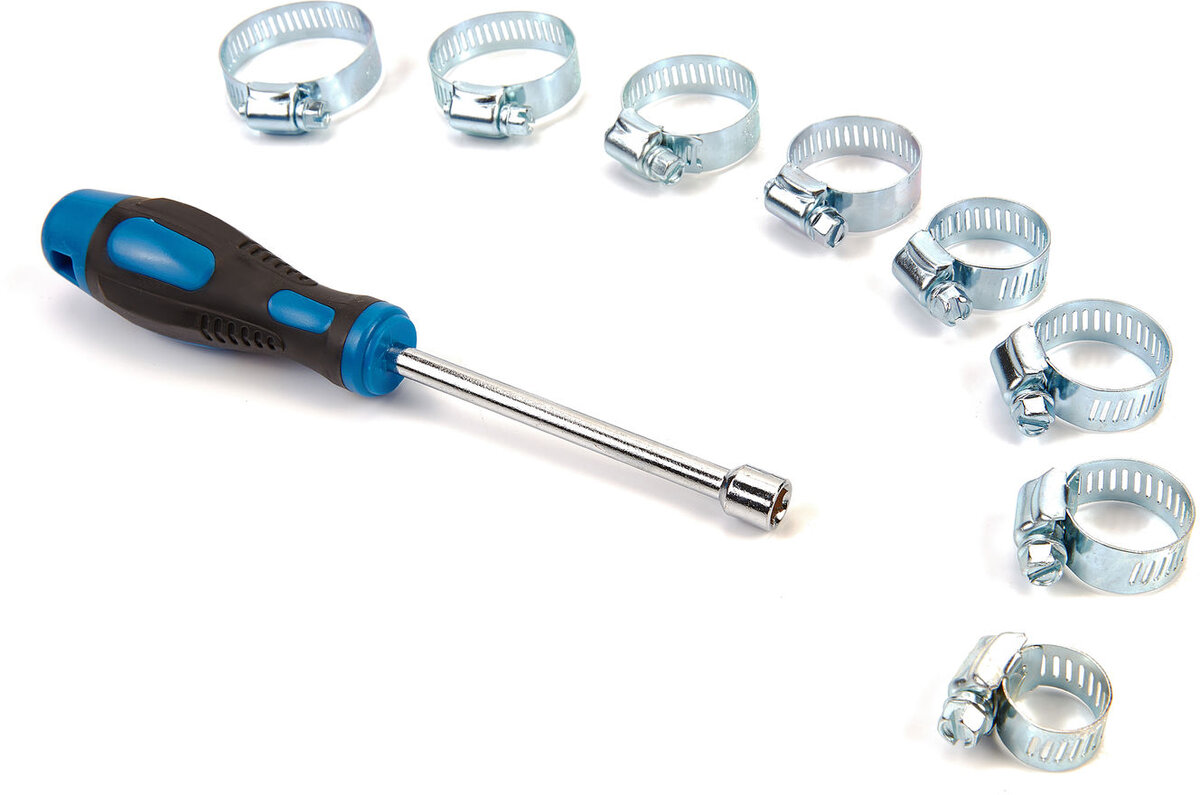 HBM 50-piece hose clamp assortment including socket wrench