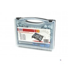 HBM 50-piece hose clamp assortment including socket wrench