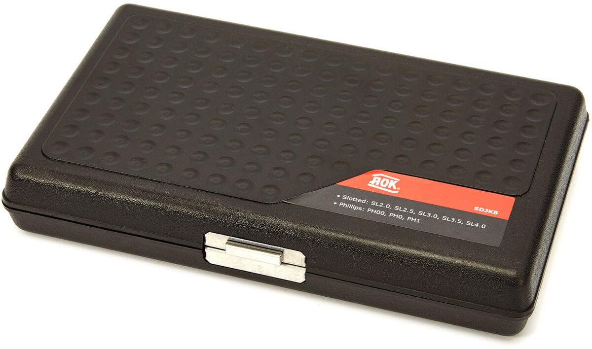 Aok 8-delad professionell precisionsskruvmejsel set philips - platt