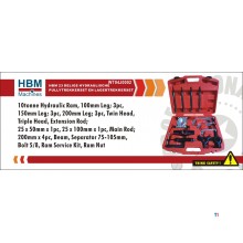 HBM 23-piece hydraulic pulley puller set and bearing puller set