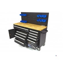  HBM 158 cm. 10 laatikkotyöpöytä ovella ja takaseinällä