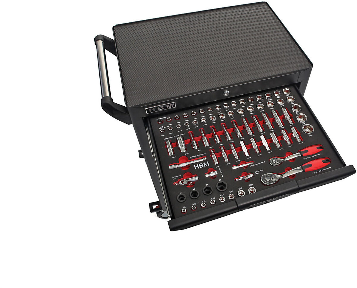 Chariot à outils HBM Profi Deluxe rempli - 283 pièces Chariot à outils HBM Profi Deluxe rempli - 283 pièces