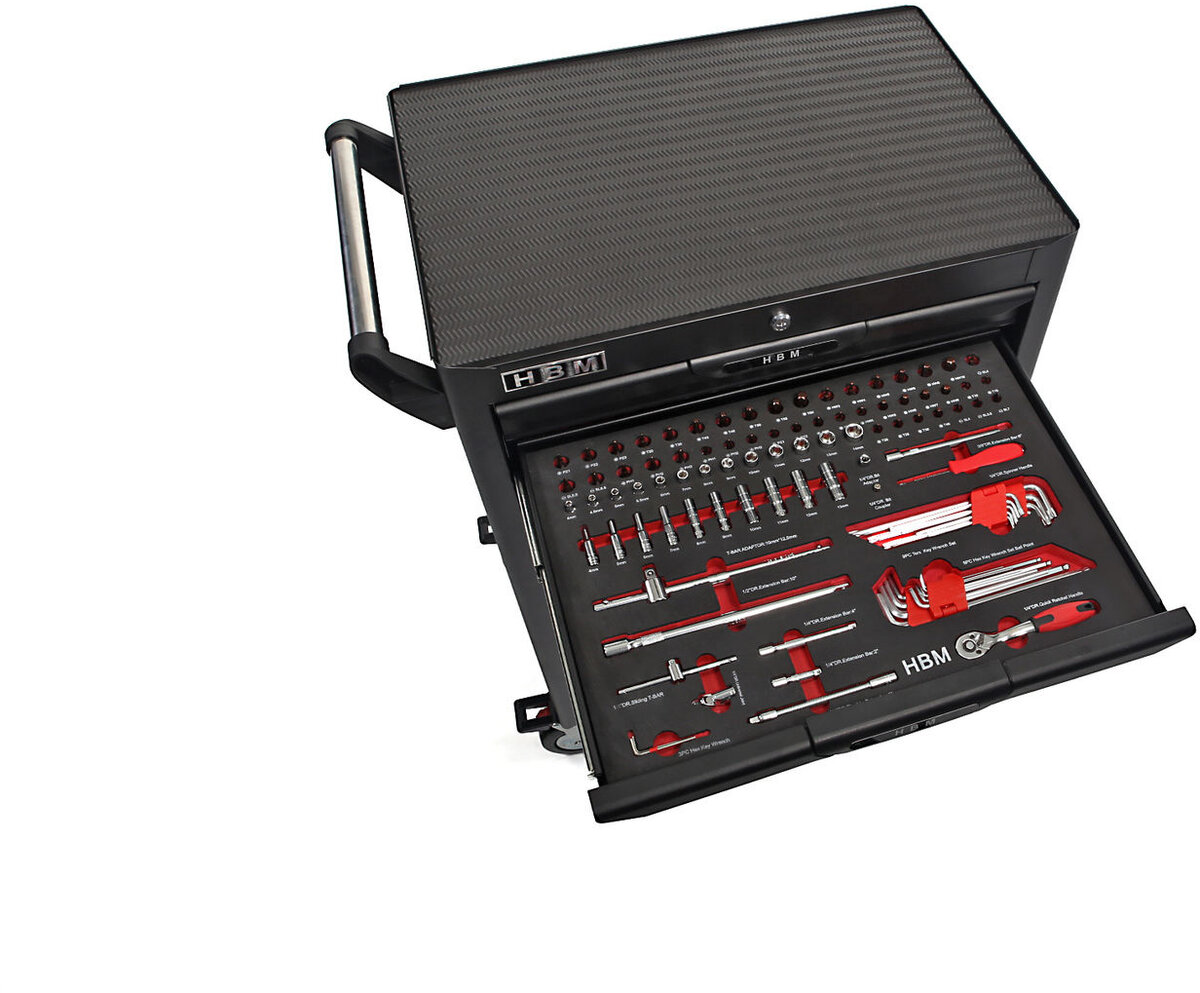 Chariot à outils HBM Profi Deluxe rempli - 283 pièces Chariot à outils HBM Profi Deluxe rempli - 283 pièces