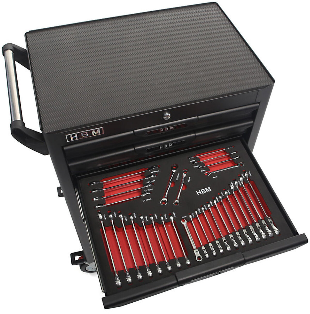 Chariot à outils HBM Profi Deluxe rempli - 283 pièces Chariot à outils HBM Profi Deluxe rempli - 283 pièces