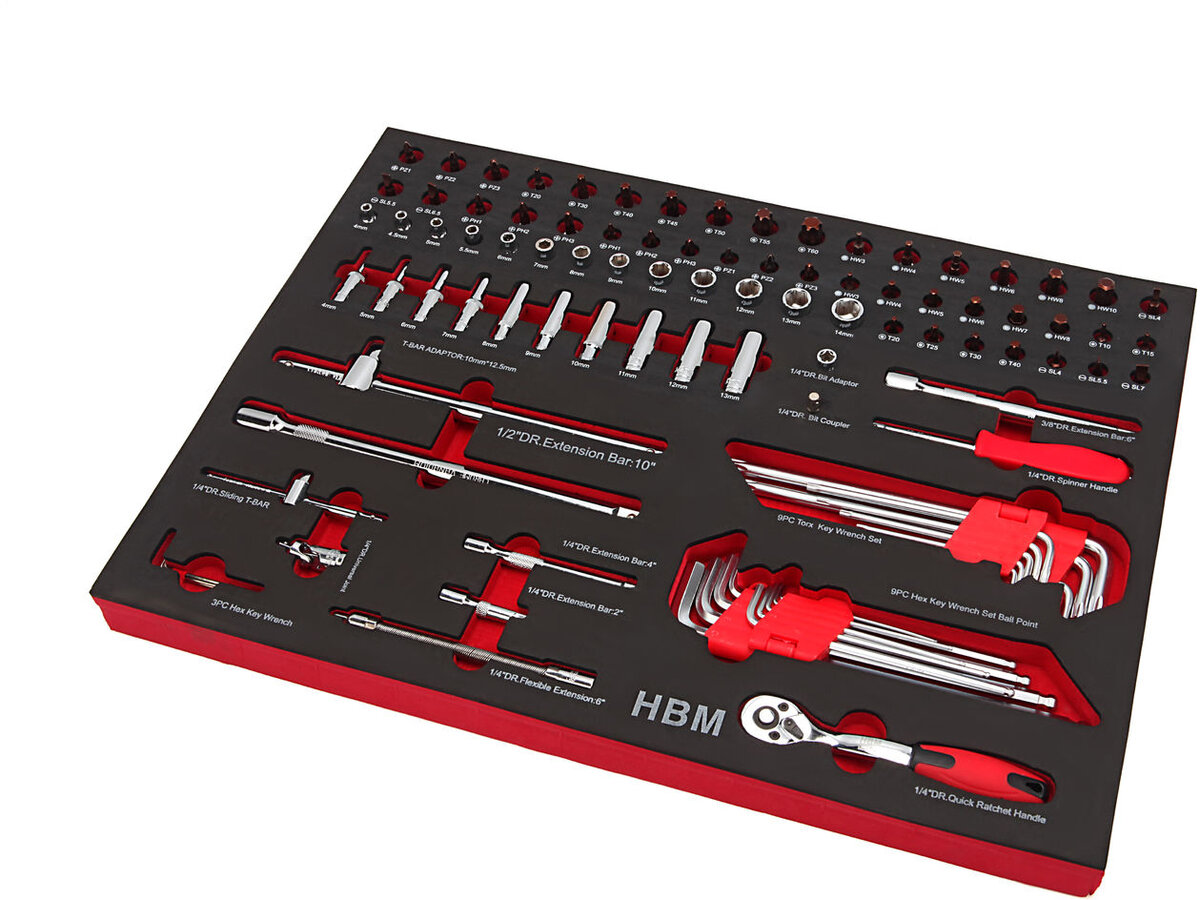 Chariot à outils HBM Profi Deluxe rempli - 283 pièces Chariot à outils HBM Profi Deluxe rempli - 283 pièces