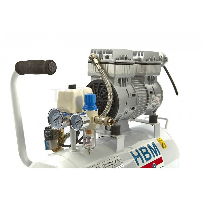 Compressore professionale HBM da 30 litri a bassa rumorosità