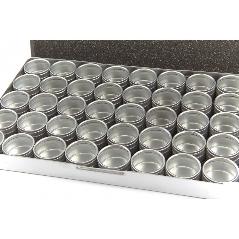 Assortimento di scatole portaoggetti in alluminio HBM da 40 pezzi da 33 mm in scatola portaoggetti in alluminio