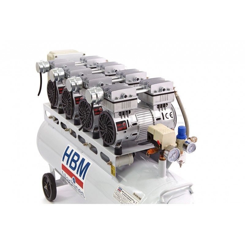 Compressore professionale HBM da 120 litri a bassa rumorosità