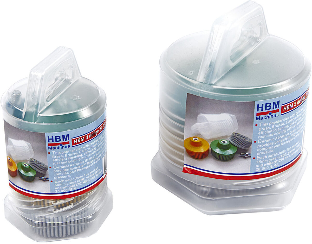 HBM 3-piece bristle disc set with 6 mm. stylus receptacle.