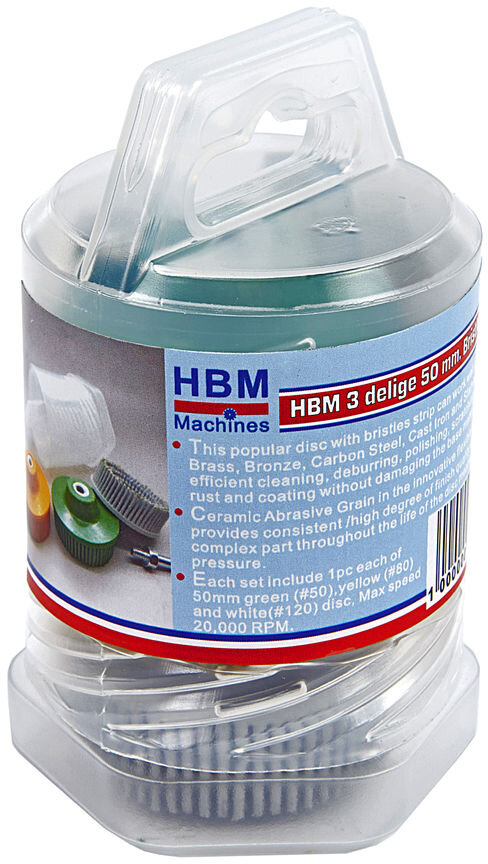 HBM 3-piece bristle disc set with 6 mm. stylus receptacle.