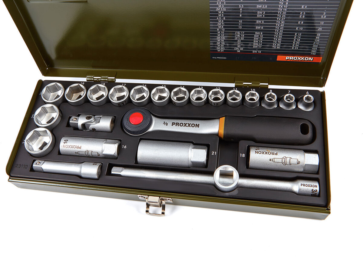 Proxxon 24-delt socketnøkkel sett 3/8 CrV