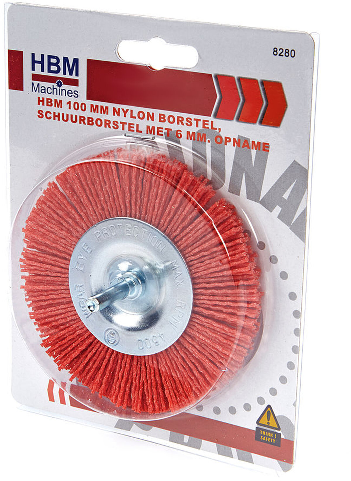 HBM 100-mm-Nylonbürste, Schleifbürste mit 6-mm-Aufsatz