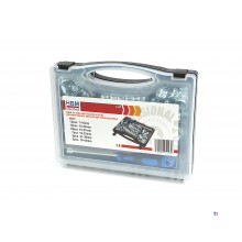 HBM 50-piece hose clamp assortment including socket wrench