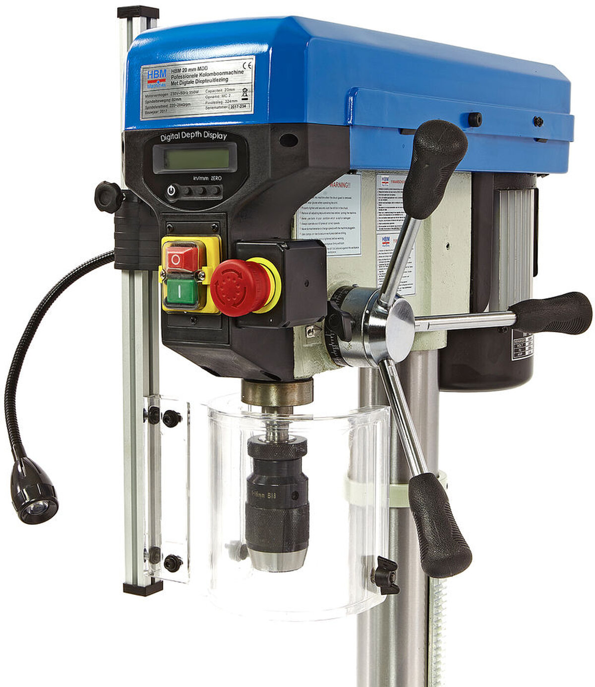 HBM 25 mm. professional drill press with digital depth readout
